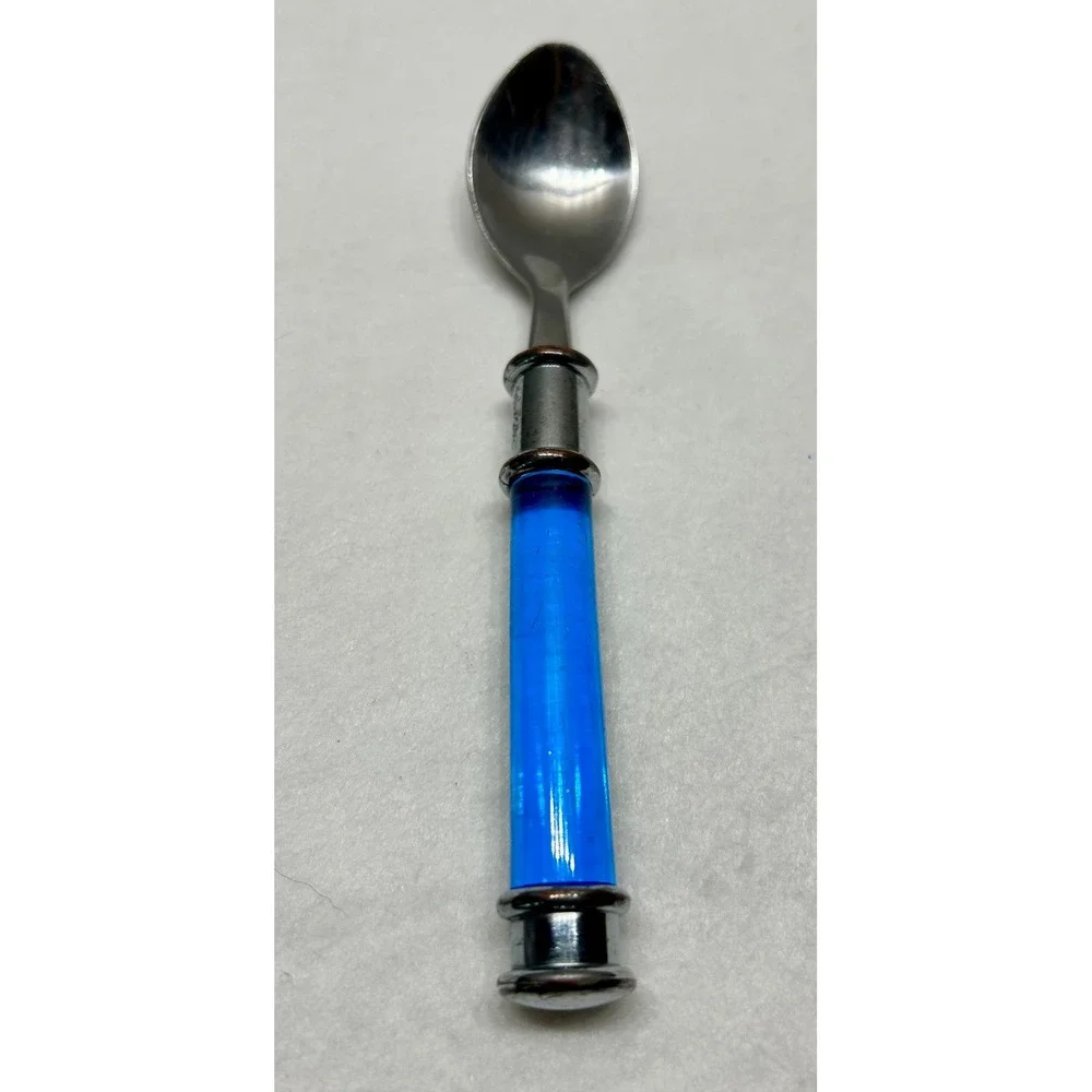 Stainless Steel Flatware 10pc Set Blue Acrylic Handle Knives Spoons Forks China